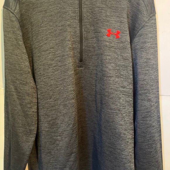 Under Armour Hustle Fleece Pullover XXLT Loose Fit Gray Red Quarter Zip - Picture 1 of 5